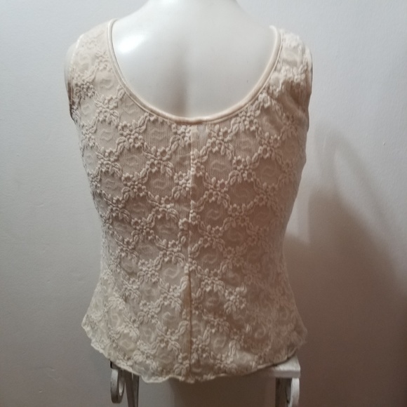 90's Floral Lace up Neckline Tank Top - Picture 5 of 6